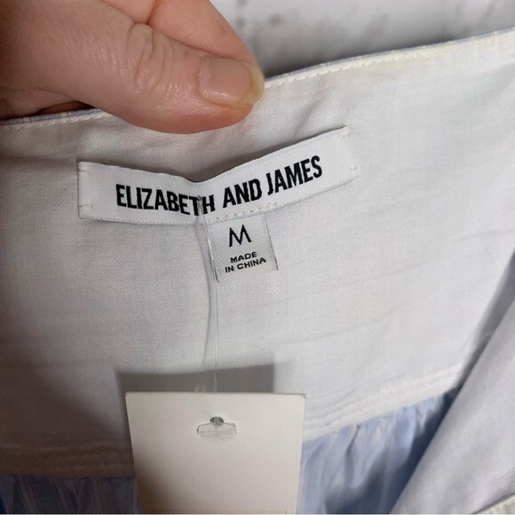 NWT Elizabeth & James Eloise Tank Blue White Striped Poplin Tank Size Medium - Picture 9 of 9